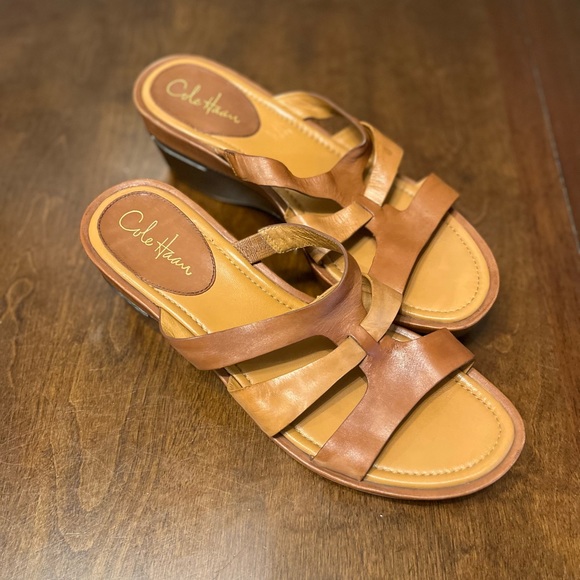 Cole Haan Leather Strappy Wedge Sandals Sz. 9 - Picture 9 of 12